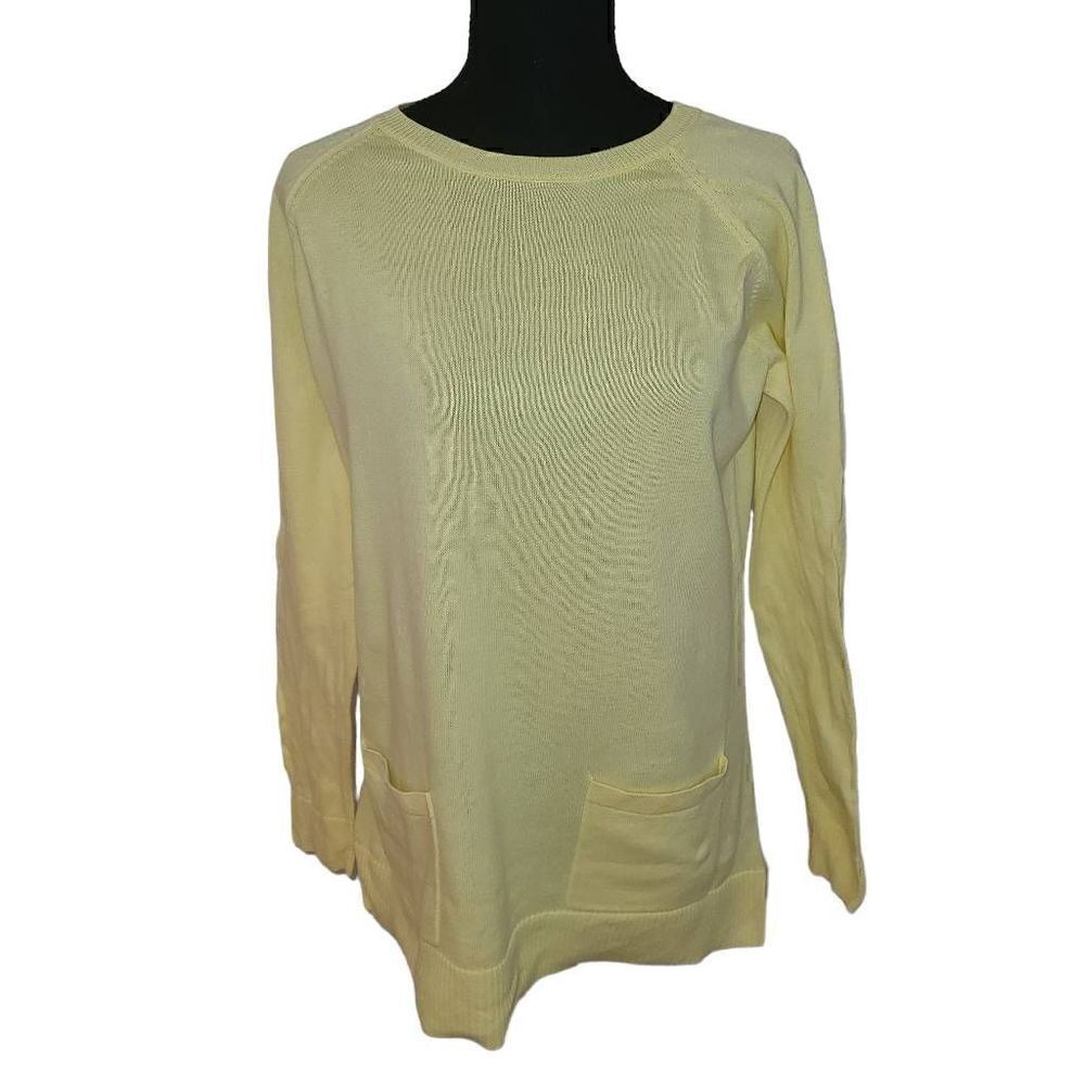 Jeanne Pierre Womens Yellow Cotton Pullover Sweater Medium